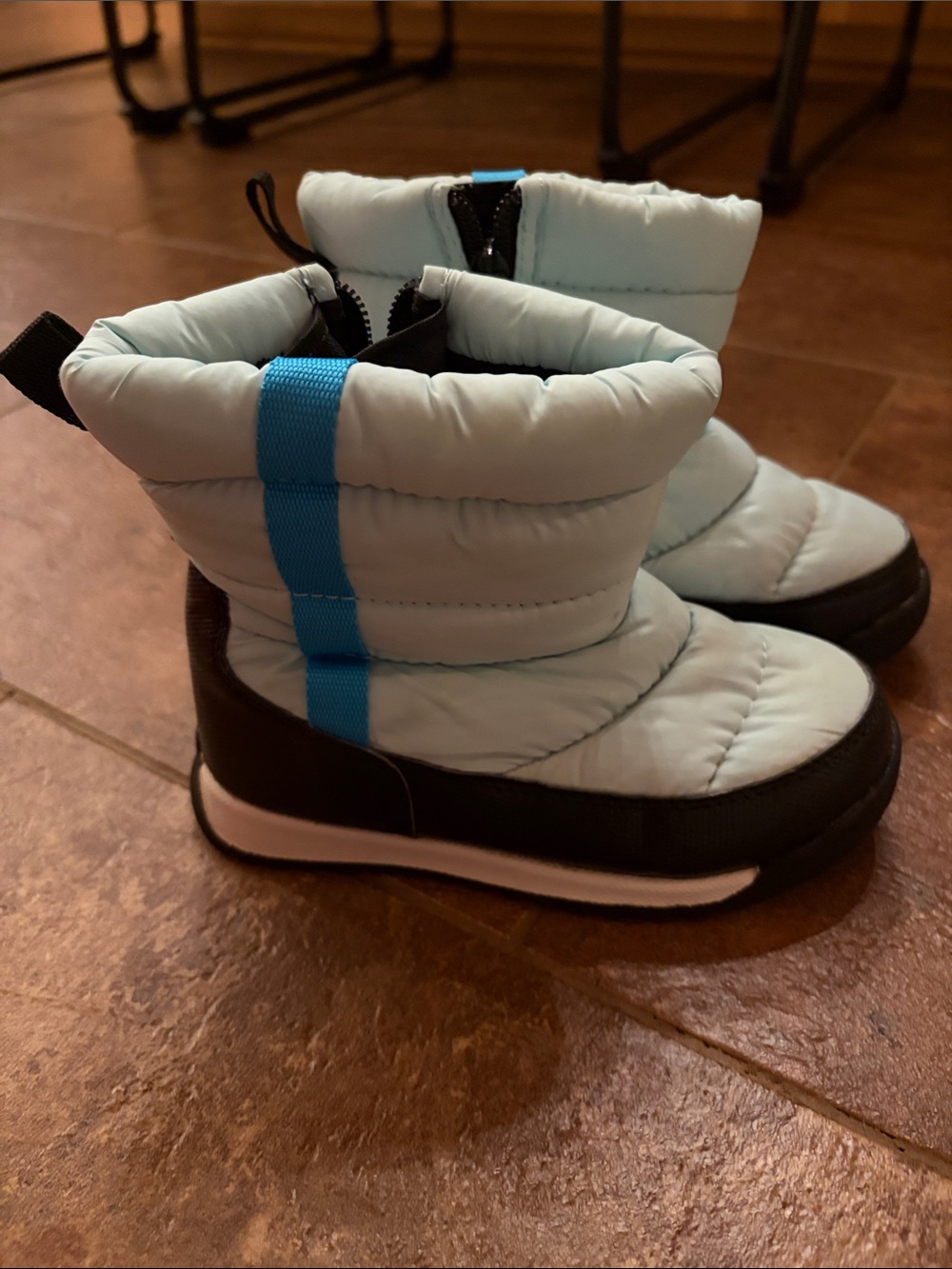 Kids Light Blue Winter Boots with Black Trim